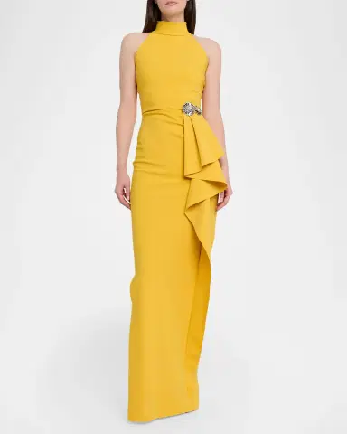 Chiara Boni La Petite Robe Gusay Draped Halter Column Gown | Thumbnail 2 Chiara Boni La Petite Robe Gusay Draped Halter Column Gown | Thumbnail 2