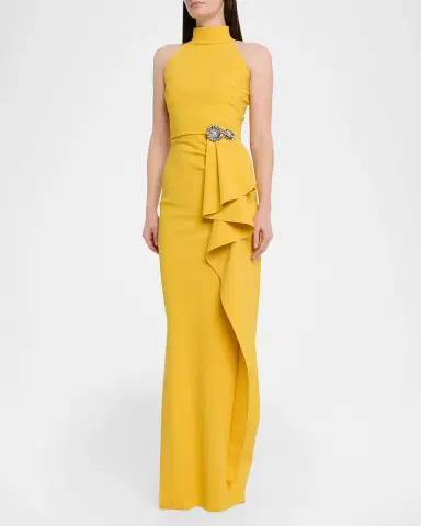 Chiara Boni La Petite Robe Gusay Draped Halter Column Gown | Thumbnail 4 Chiara Boni La Petite Robe Gusay Draped Halter Column Gown | Thumbnail 4