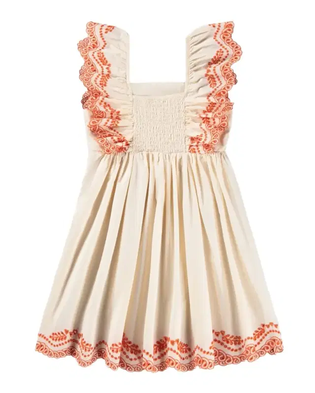 Girl 's Clementine Embroidered Flutter-Sleeve Dress