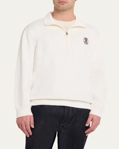 Brunello Cucinelli Men's Cotton-Blend Quarter-Zip Sweatshirt | Thumbnail 4