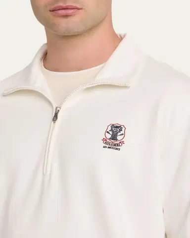 Brunello Cucinelli Men's Cotton-Blend Quarter-Zip Sweatshirt | Thumbnail 5