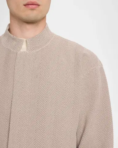 Homme Plissé Issey Miyake Men's Herringbone Knit Stand-Collar Jacket | Thumbnail 5