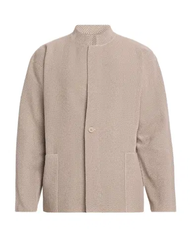 Homme Plissé Issey Miyake Men's Herringbone Knit Stand-Collar Jacket | Thumbnail 1