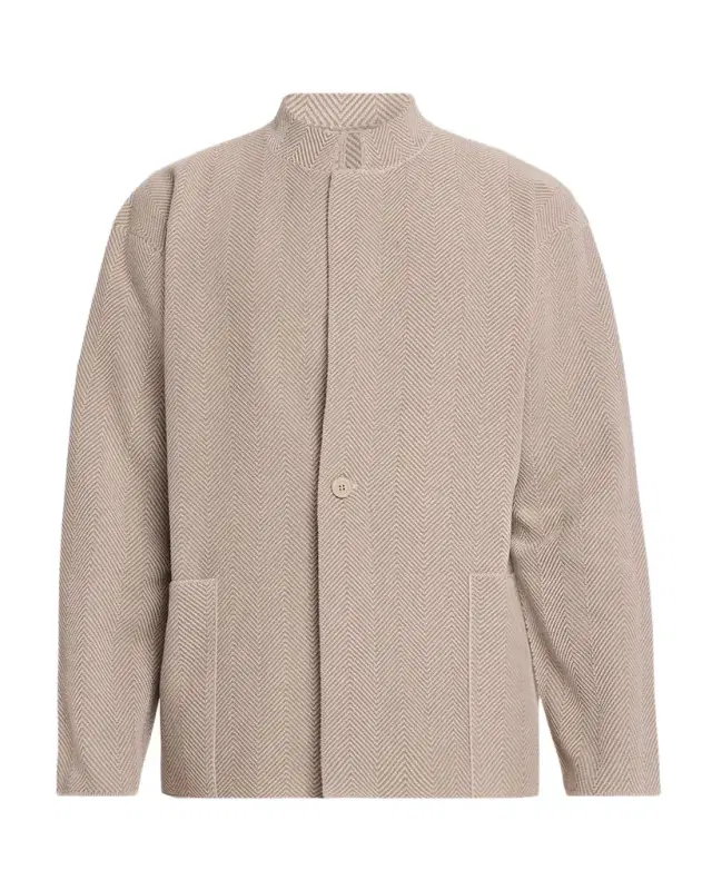 Homme Plisse Issey Miyake Men 's Herringbone Knit Stand-Collar Jacket