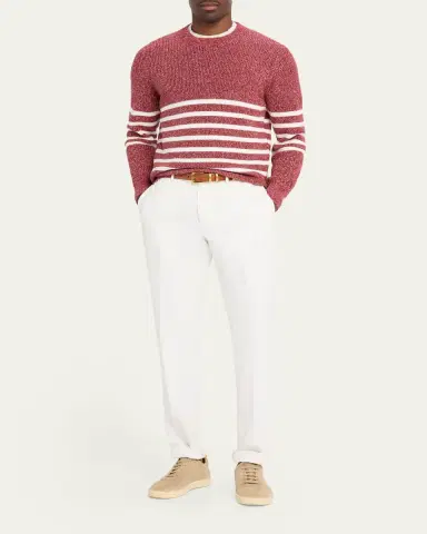 Brunello Cucinelli Men's Melange Crewneck Sweater | Thumbnail 2 Brunello Cucinelli Men's Melange Crewneck Sweater | Thumbnail 2