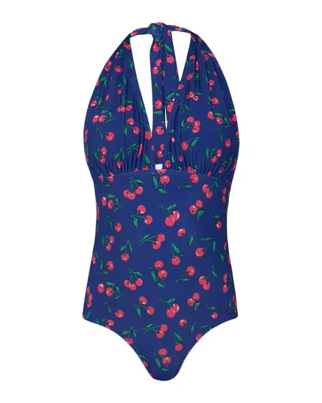 Cherry Halter One-Piece Swimsuit