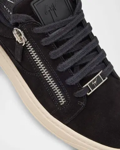 Giuseppe Zanotti Men 's Double-Zip Suede Low-Top Sneakers | Thumbnail 3 Giuseppe Zanotti Men 's Double-Zip Suede Low-Top Sneakers | Thumbnail 3