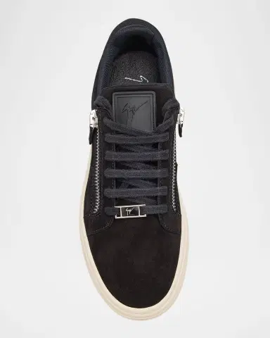 Giuseppe Zanotti Men 's Double-Zip Suede Low-Top Sneakers | Thumbnail 4 Giuseppe Zanotti Men 's Double-Zip Suede Low-Top Sneakers | Thumbnail 4