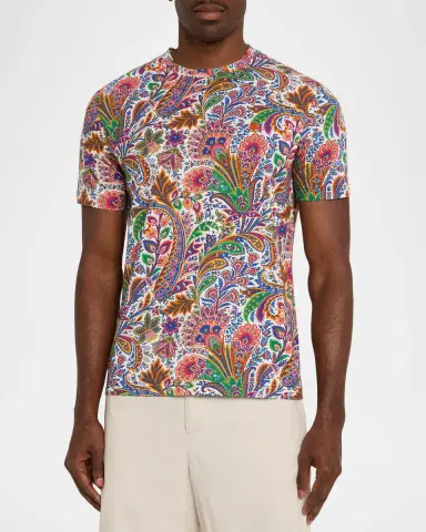 Etro Men's Floral-Print Roma T-Shirt | Thumbnail 4 Etro Men's Floral-Print Roma T-Shirt | Thumbnail 4