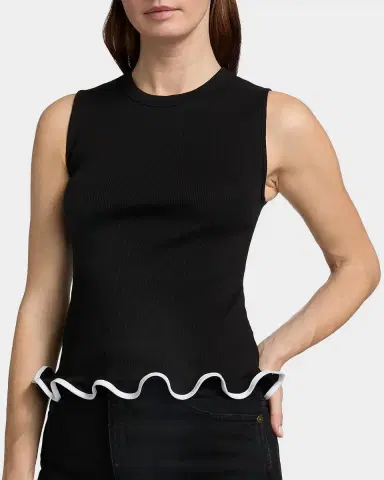 Veronica Beard Elianne Sleeveless Contrast-Trim Top | Thumbnail 7 Veronica Beard Elianne Sleeveless Contrast-Trim Top | Thumbnail 7