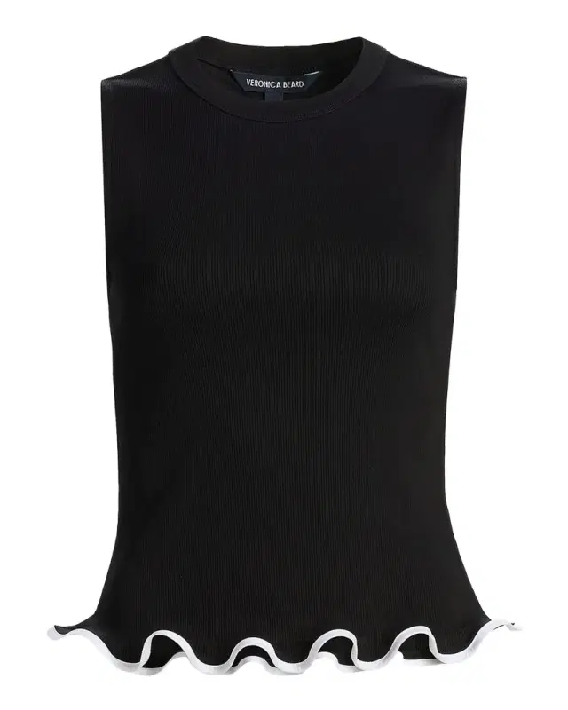 Veronica Beard Elianne Sleeveless Contrast-Trim Top
