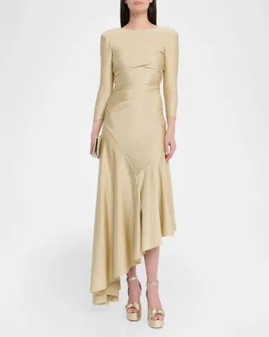 Chiara Boni La Petite Robe Tanis High-Low Shimmer Midi Dress | Thumbnail 2 Chiara Boni La Petite Robe Tanis High-Low Shimmer Midi Dress | Thumbnail 2
