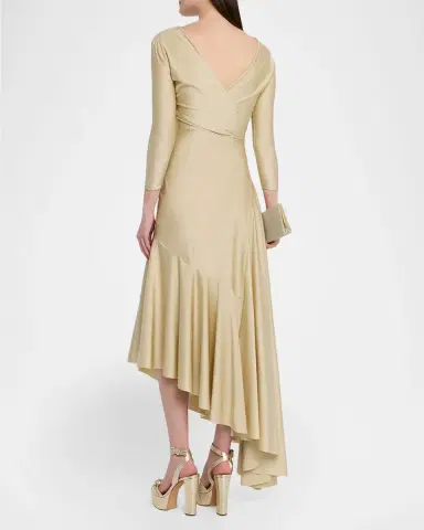Chiara Boni La Petite Robe Tanis High-Low Shimmer Midi Dress | Thumbnail 3 Chiara Boni La Petite Robe Tanis High-Low Shimmer Midi Dress | Thumbnail 3