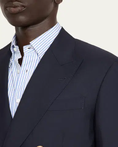 Brunello Cucinelli Men's Virgin Wool Double-Breasted Jacket | Thumbnail 5 Brunello Cucinelli Men's Virgin Wool Double-Breasted Jacket | Thumbnail 5
