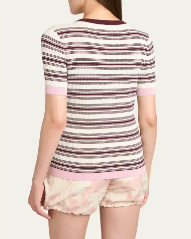 Moncler Stripe Short-Sleeve Top | Thumbnail 3 Moncler Stripe Short-Sleeve Top | Thumbnail 3