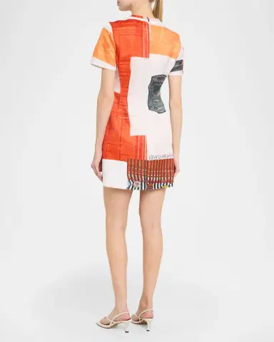 Jason Wu Collection Abstract-Print Matte Duchess Satin Mini Dress | Thumbnail 2
