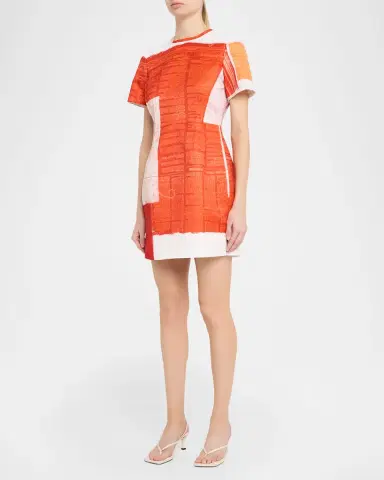 Jason Wu Collection Abstract-Print Matte Duchess Satin Mini Dress | Thumbnail 3