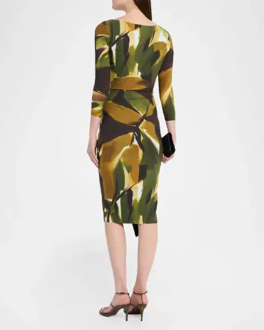 Chiara Boni La Petite Robe Axas Gathered Abstract-Print Midi Dress | Thumbnail 3 Chiara Boni La Petite Robe Axas Gathered Abstract-Print Midi Dress | Thumbnail 3