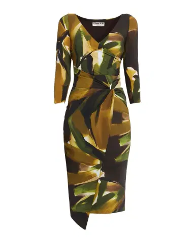 Chiara Boni La Petite Robe Axas Gathered Abstract-Print Midi Dress | Thumbnail 1 Chiara Boni La Petite Robe Axas Gathered Abstract-Print Midi Dress | Thumbnail 1