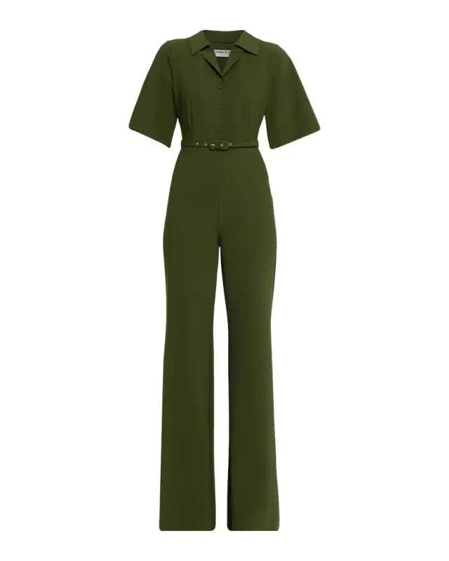 Chiara Boni La Petite Robe Naho Belted Straight-Leg Jumpsuit