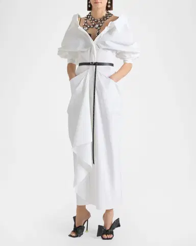 Givenchy Slashed Draped Cotton Poplin Maxi Shirtdress | Thumbnail 2 Givenchy Slashed Draped Cotton Poplin Maxi Shirtdress | Thumbnail 2