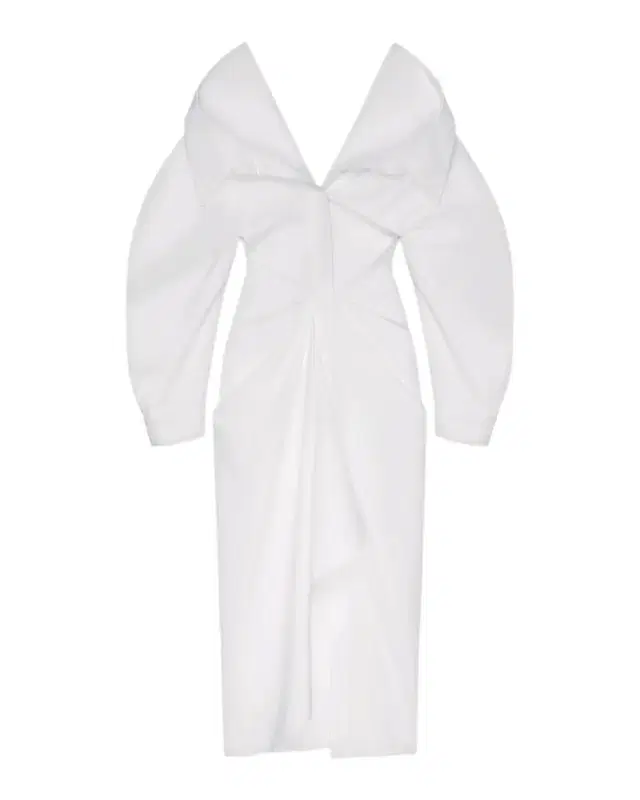 Slashed Draped Cotton Poplin Maxi Shirtdress