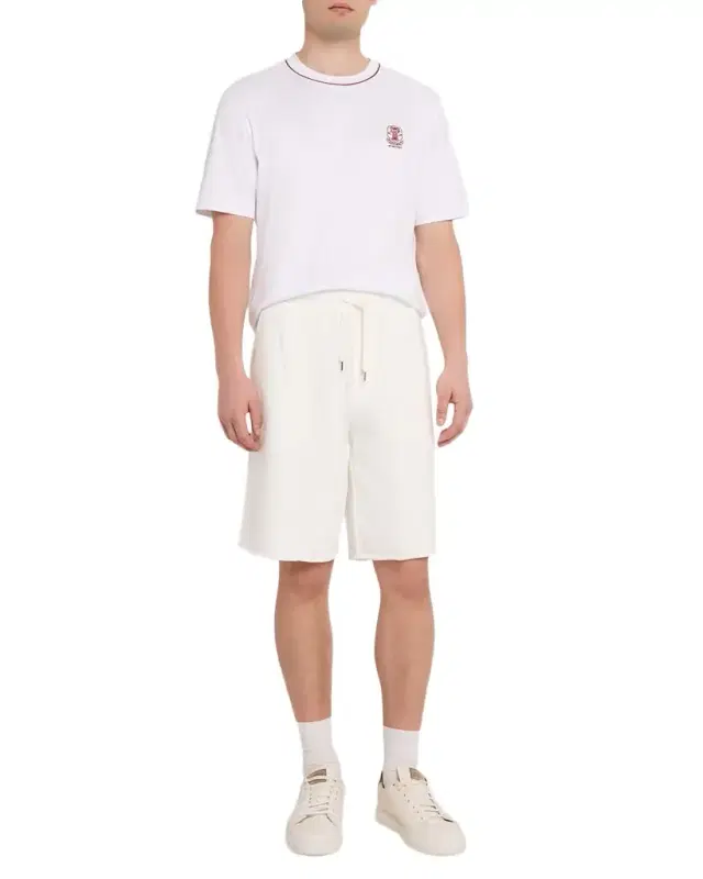 Men 's Cotton Logo Crewneck T-Shirt with Piping