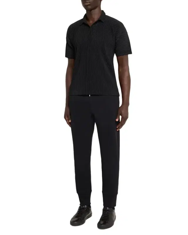 Homme Plisse Issey Miyake Men 's Basics Pleated Johnny Collar Polo Shirt
