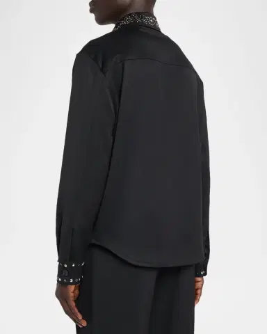 Versace Men 's Studded Wool Overshirt | Thumbnail 2 Versace Men 's Studded Wool Overshirt | Thumbnail 2