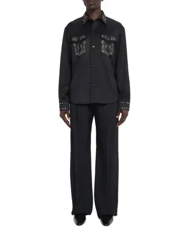 Versace Men 's Studded Wool Overshirt | Thumbnail 1 Versace Men 's Studded Wool Overshirt | Thumbnail 1