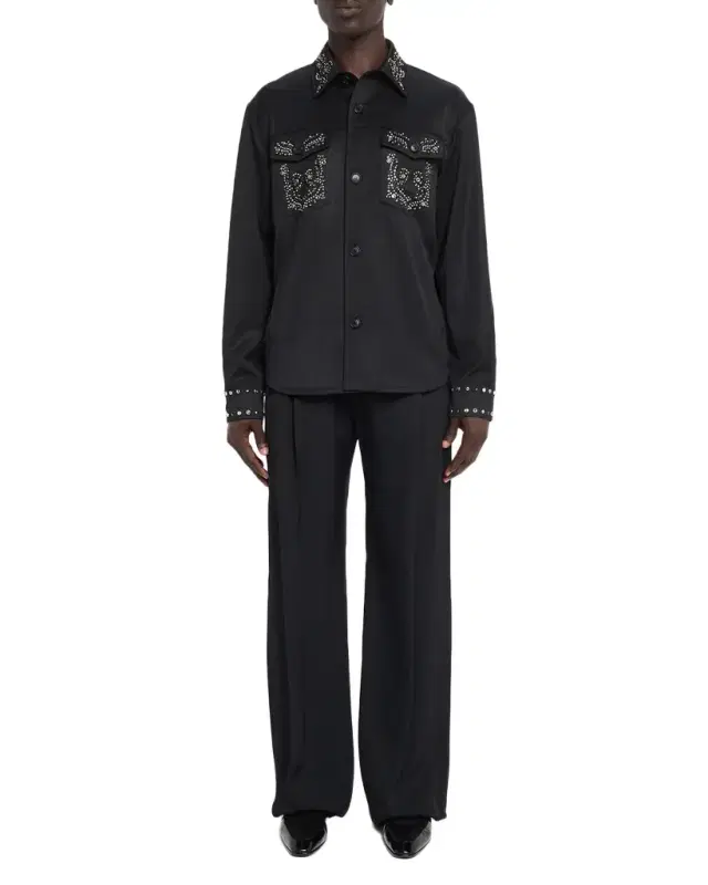 Men 's Studded Wool Overshirt