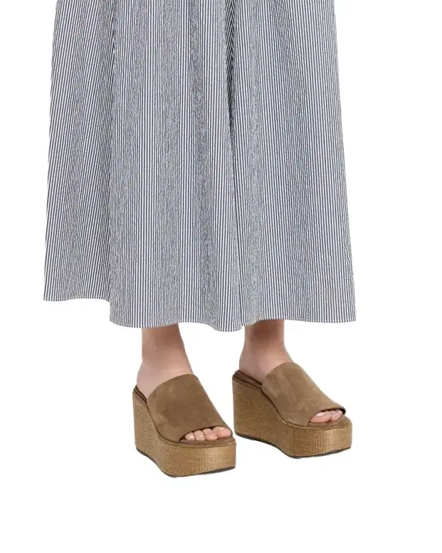 Suede & Raffia Wedge Sandals