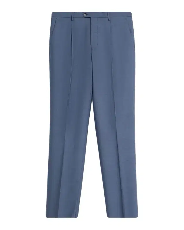 Men 's Single-Pleat Virgin Wool Roma-Fit Straight-Leg Trousers