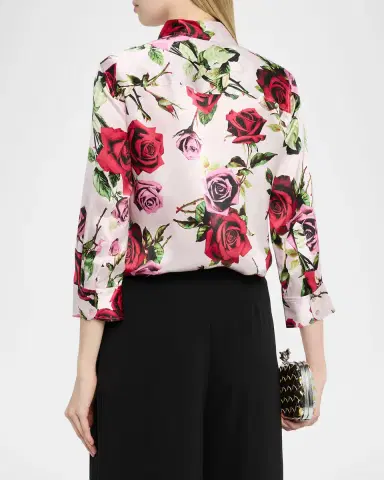 L'Agence Dani Silk Button-Front Blouse | Thumbnail 3 L'Agence Dani Silk Button-Front Blouse | Thumbnail 3