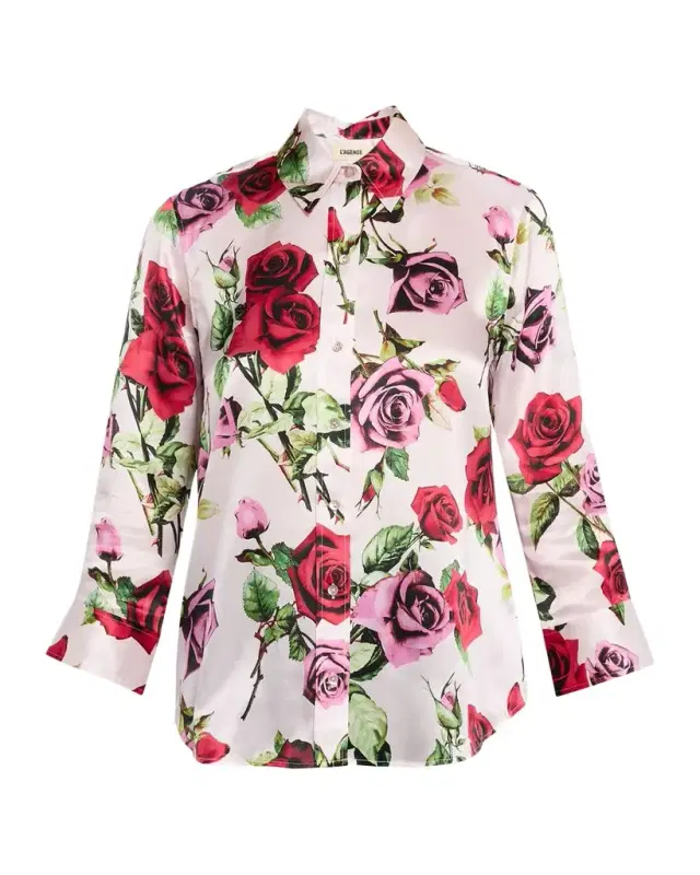 Dani Silk Button-Front Blouse