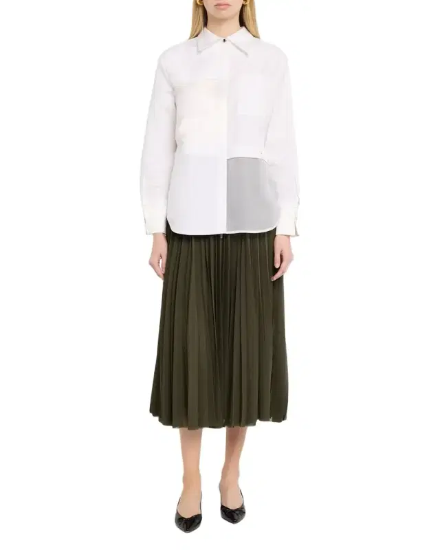 Pleated Chiffon Midi Skirt