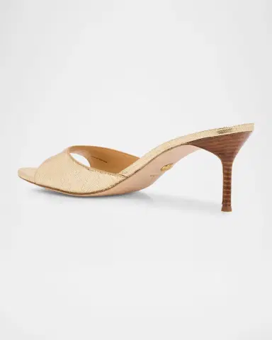 Veronica Beard Tia Embossed Metallic Leather Mid-Heel Sandals | Thumbnail 3 Veronica Beard Tia Embossed Metallic Leather Mid-Heel Sandals | Thumbnail 3