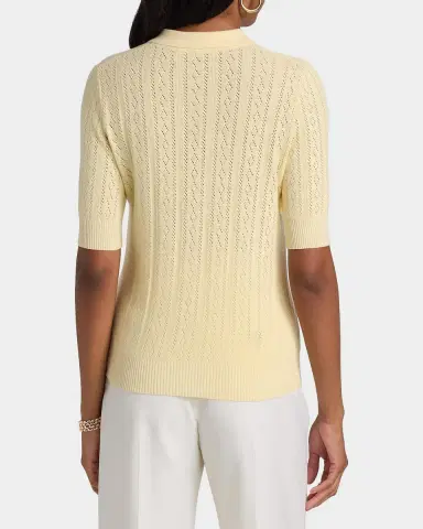 Lisa Yang Cristine Cotton-Cashmere Pointelle Knit Polo Sweater | Thumbnail 2 Lisa Yang Cristine Cotton-Cashmere Pointelle Knit Polo Sweater | Thumbnail 2