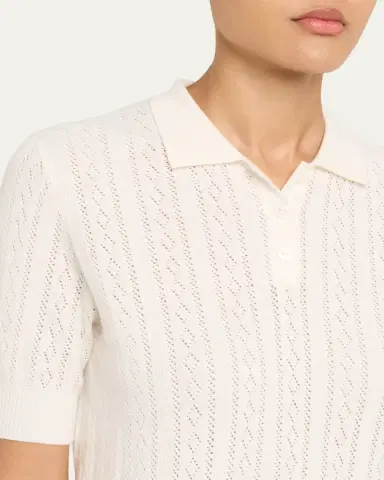 Lisa Yang Cristine Cotton-Cashmere Pointelle Knit Polo Sweater | Thumbnail 11 Lisa Yang Cristine Cotton-Cashmere Pointelle Knit Polo Sweater | Thumbnail 11