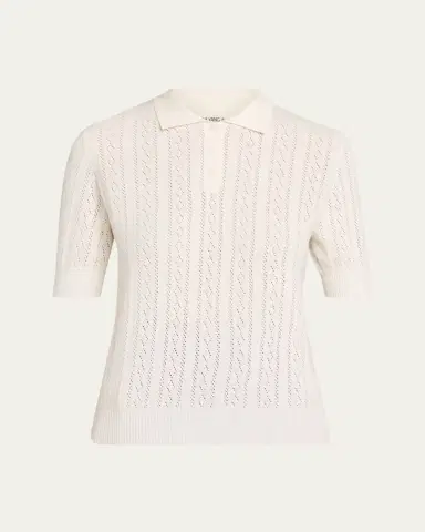 Lisa Yang Cristine Cotton-Cashmere Pointelle Knit Polo Sweater | Thumbnail 7 Lisa Yang Cristine Cotton-Cashmere Pointelle Knit Polo Sweater | Thumbnail 7