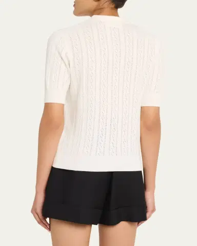 Lisa Yang Cristine Cotton-Cashmere Pointelle Knit Polo Sweater | Thumbnail 9 Lisa Yang Cristine Cotton-Cashmere Pointelle Knit Polo Sweater | Thumbnail 9