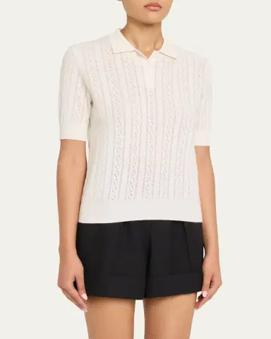Lisa Yang Cristine Cotton-Cashmere Pointelle Knit Polo Sweater | Thumbnail 10 Lisa Yang Cristine Cotton-Cashmere Pointelle Knit Polo Sweater | Thumbnail 10