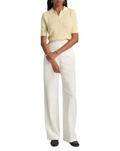 Lisa Yang Cristine Cotton-Cashmere Pointelle Knit Polo Sweater | Thumbnail 1 Lisa Yang Cristine Cotton-Cashmere Pointelle Knit Polo Sweater | Thumbnail 1