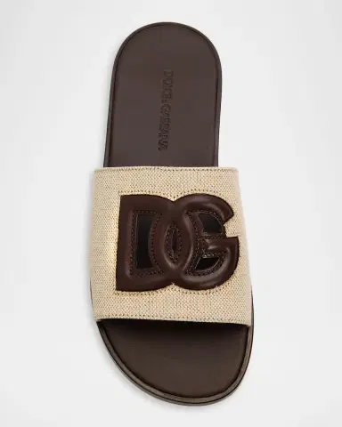 Dolce & Gabbana Men's Leo Leopard-Print Goat Hide Slides | Thumbnail 8 Dolce & Gabbana Men's Leo Leopard-Print Goat Hide Slides | Thumbnail 8