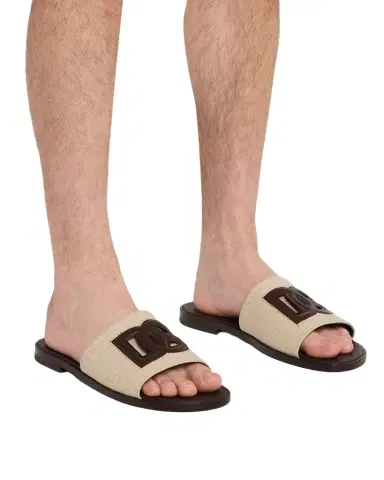 Dolce & Gabbana Men's Leo Leopard-Print Goat Hide Slides | Thumbnail 1 Dolce & Gabbana Men's Leo Leopard-Print Goat Hide Slides | Thumbnail 1