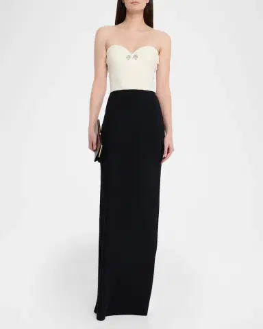Chiara Boni La Petite Robe Renta Strapless Two-Tone Column Gown | Thumbnail 2 Chiara Boni La Petite Robe Renta Strapless Two-Tone Column Gown | Thumbnail 2