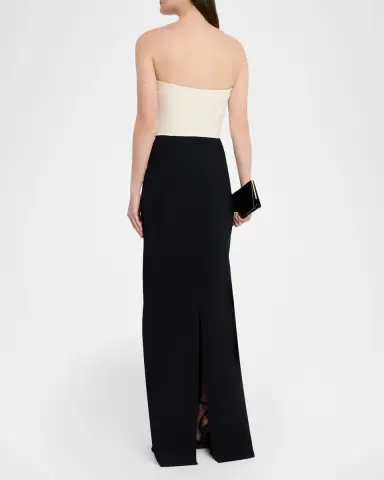 Chiara Boni La Petite Robe Renta Strapless Two-Tone Column Gown | Thumbnail 3 Chiara Boni La Petite Robe Renta Strapless Two-Tone Column Gown | Thumbnail 3