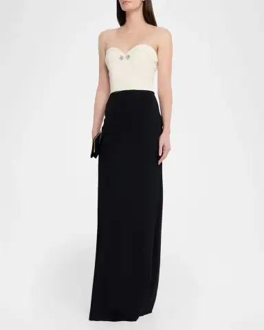 Chiara Boni La Petite Robe Renta Strapless Two-Tone Column Gown | Thumbnail 4 Chiara Boni La Petite Robe Renta Strapless Two-Tone Column Gown | Thumbnail 4