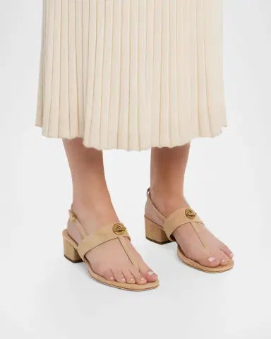 Veronica Beard Andie Toggle Suede Block-Heel Slingback Sandals | Thumbnail 2 Veronica Beard Andie Toggle Suede Block-Heel Slingback Sandals | Thumbnail 2
