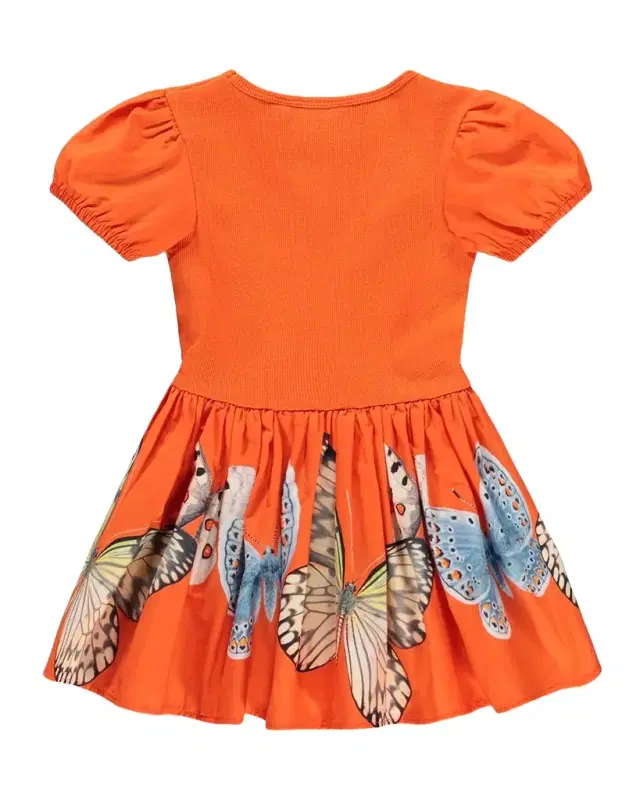 Girl 's Caitlin Puff-Sleeve Organic Cotton Dress, Size 6M-2